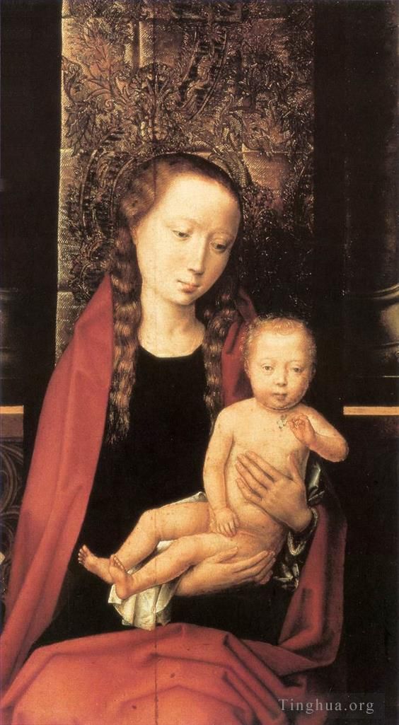 Hans Memling Peinture à l'huile - Vierge à l'Enfant trônant 148détail1