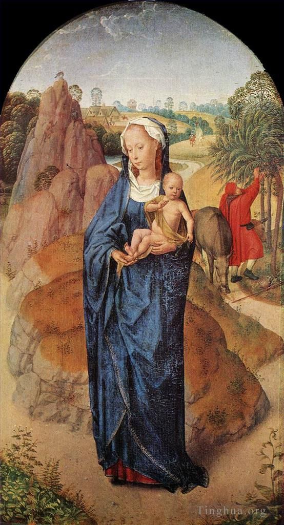 Hans Memling Peinture à l'huile - Vierge à l'Enfant dans un paysage Rothschild