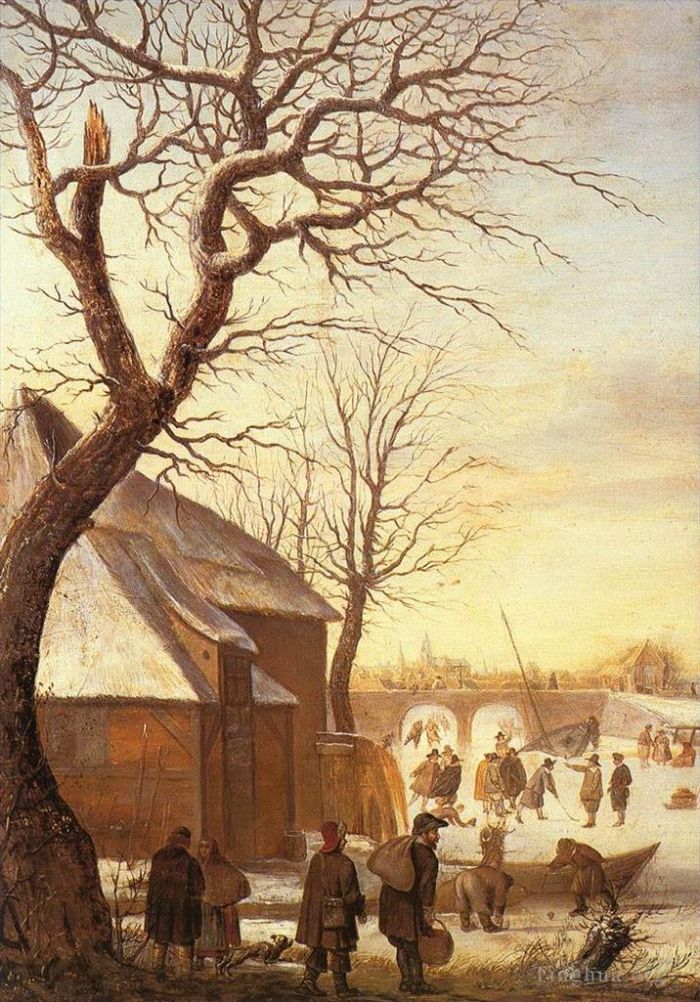 Hendrick Avercamp Peinture à l'huile - Paysage d'hiver 2