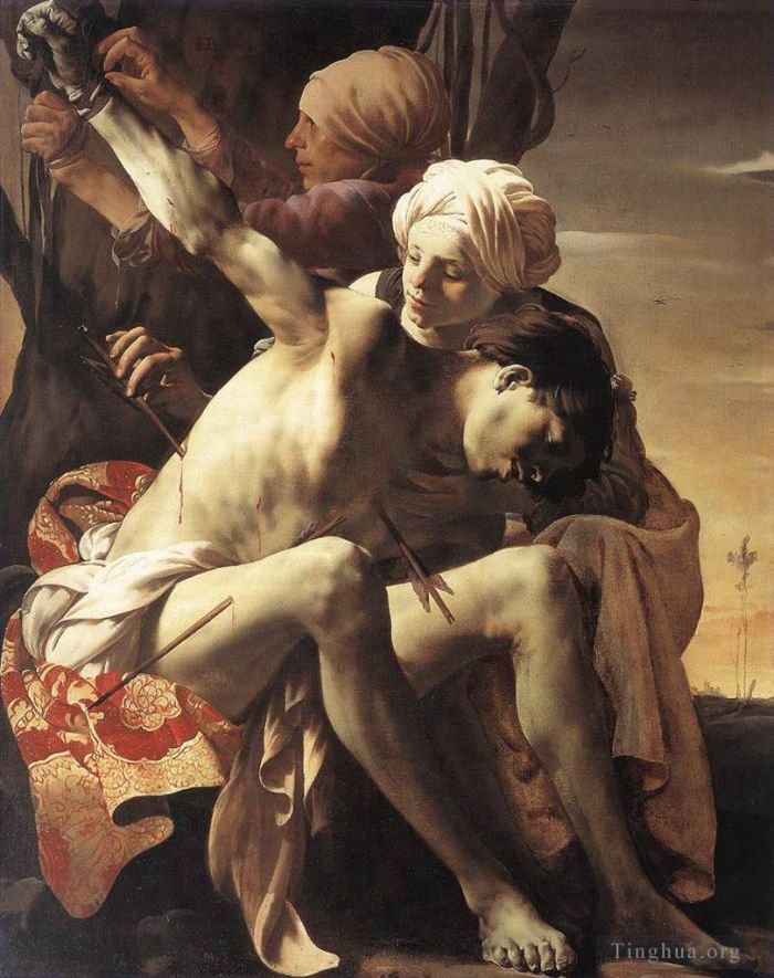 Hendrick ter Brugghen Peinture à l'huile - Saint Sébastien soigné par Irène et sa servante