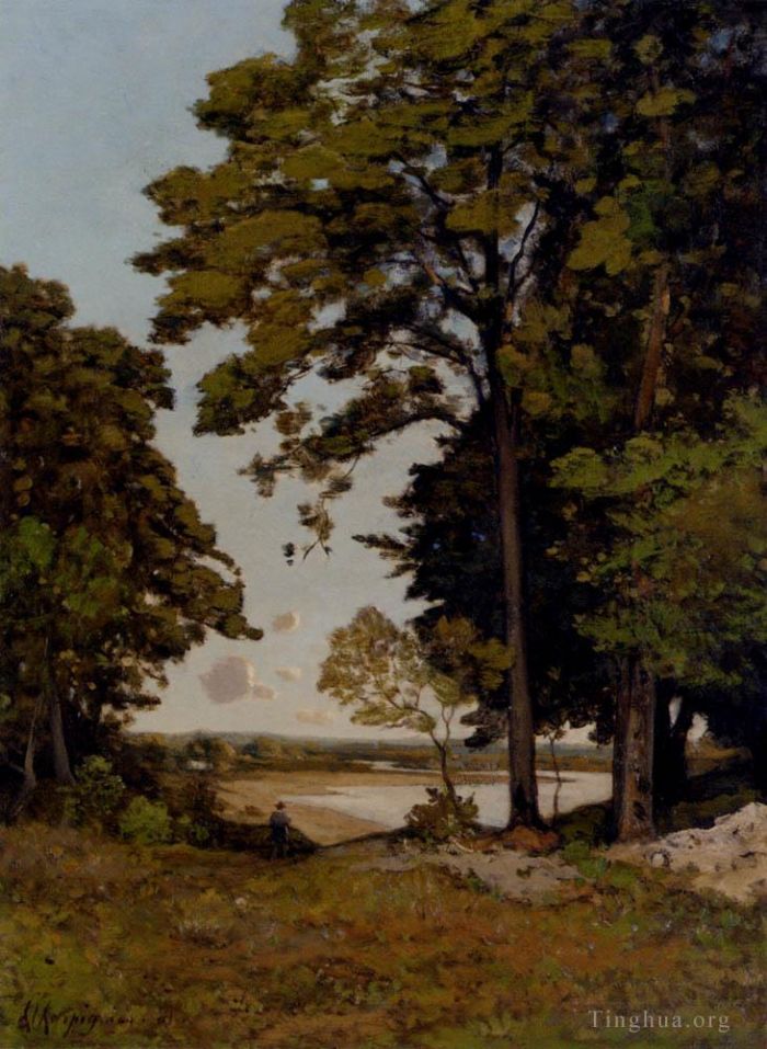 Henri-Joseph Harpignies Peinture à l'huile - Une journée d'été au bord de l'Allier