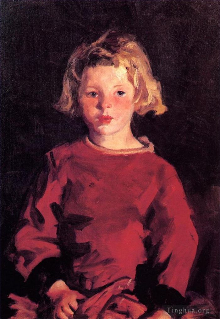 Robert Henri Peinture à l'huile - Brigitte en rouge