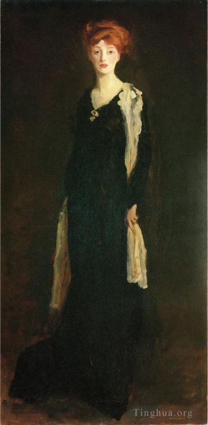 Robert Henri œuvres - O en noir avec foulard alias Marjorie Organ Henri