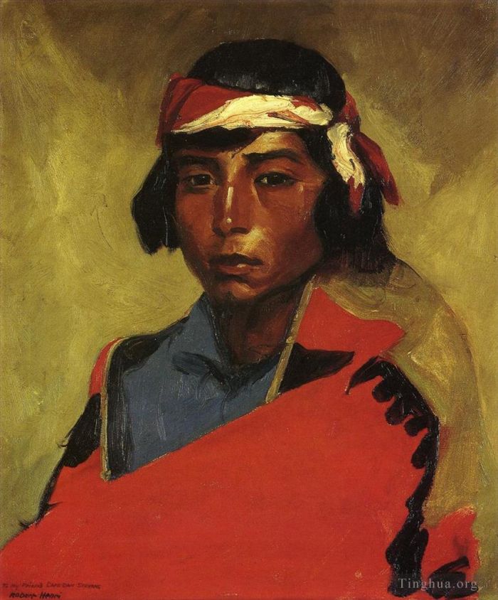 Robert Henri Peinture à l'huile - Jeune mâle du Tesuque Pueblo