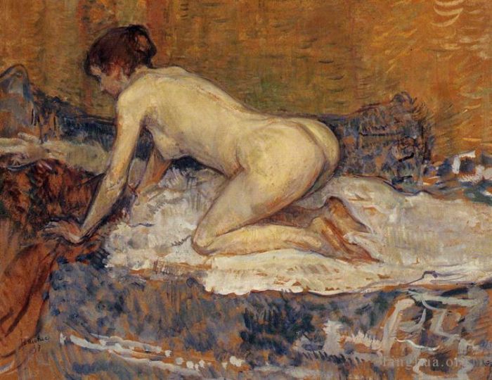 Henri de Toulouse-Lautrec Peinture à l'huile - Femme accroupie aux cheveux rouges 1897