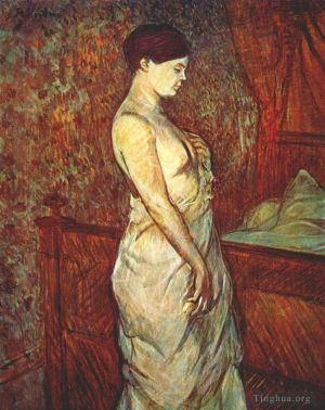 Henri de Toulouse-Lautrec œuvres - Poupoule en chemise près de son lit