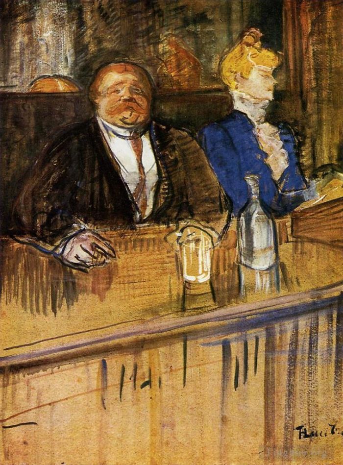 Henri de Toulouse-Lautrec Types de peintures - Au café Le client et le caissier anémique