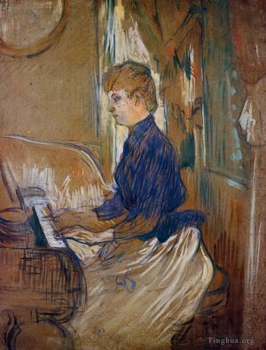 Henri de Toulouse-Lautrec œuvres - Au piano madame juliette pascal dans le salon du château de malrome 1896