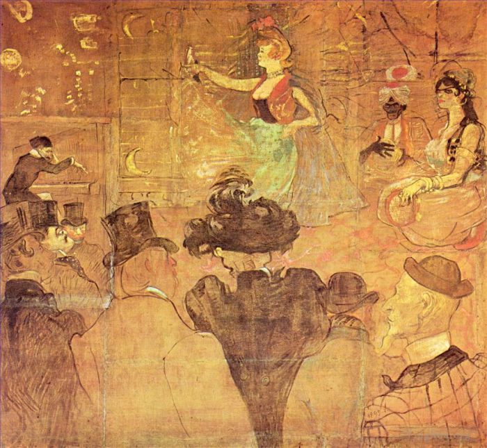 Henri de Toulouse-Lautrec Types de peintures - Stand de la goulue à la foire du trône la danse maure 1895