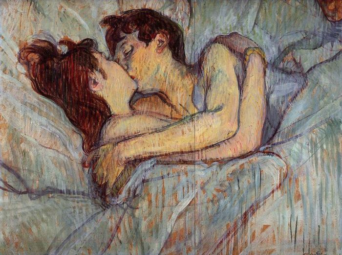 Henri de Toulouse-Lautrec Types de peintures - Au lit le baiser 1892