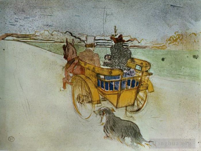 Henri de Toulouse-Lautrec Types de peintures - La charrette anglaise la charrette à chien anglaise 1897
