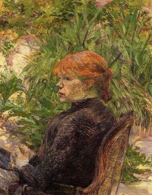 Henri de Toulouse-Lautrec œuvres - Femme aux cheveux rouges assise dans le jardin de la forêt 1889