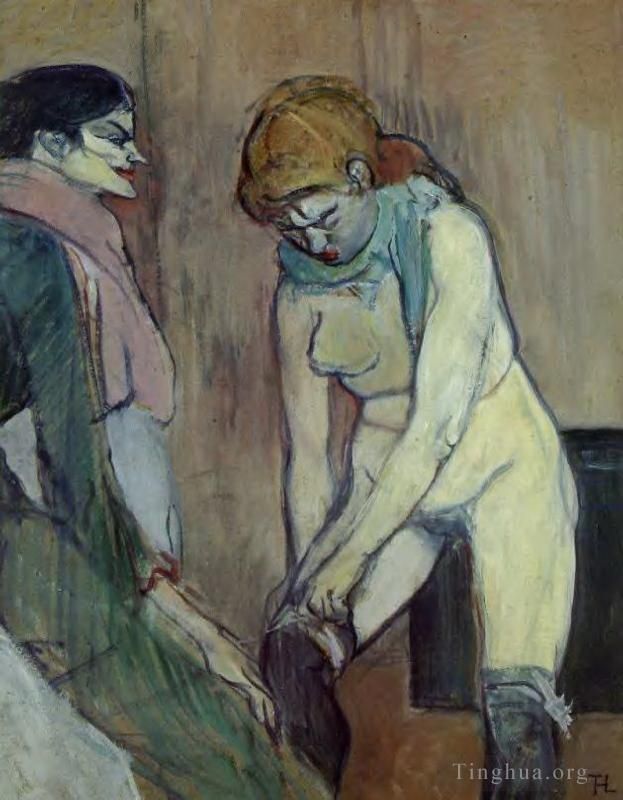 Henri de Toulouse-Lautrec Types de peintures - Femme remontant ses bas 1894