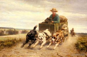 Henriette Ronner-Knip œuvres - Le chariot à chien