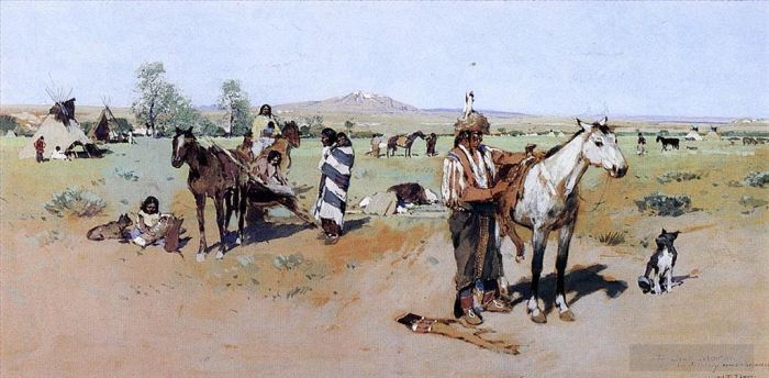 Henry François Farny Peinture à l'huile - Campement indien2