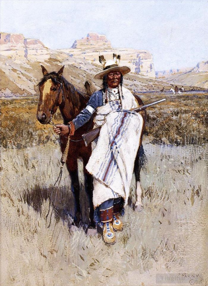 Henry François Farny Peinture à l'huile - Éclaireur indien