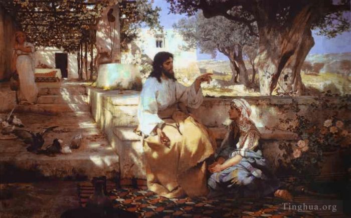 Henryk Siemiradzki Peinture à l'huile - Le Christ dans la maison de Marthe et Marie Nouveau Testament Henryk Siemiradzki