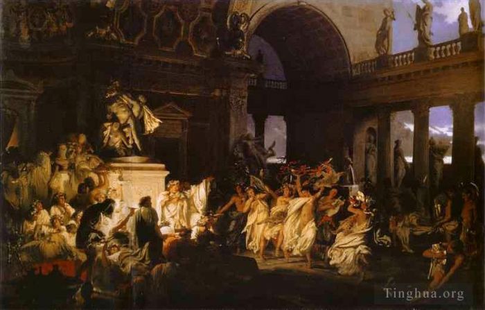 Henryk Siemiradzki Peinture à l'huile - Orgie romaine au temps des Césars