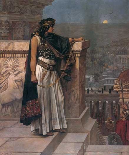 Herbert Gustave Schmalz Peinture à l'huile - La reine Zénobie, dernier regard sur Palmyre