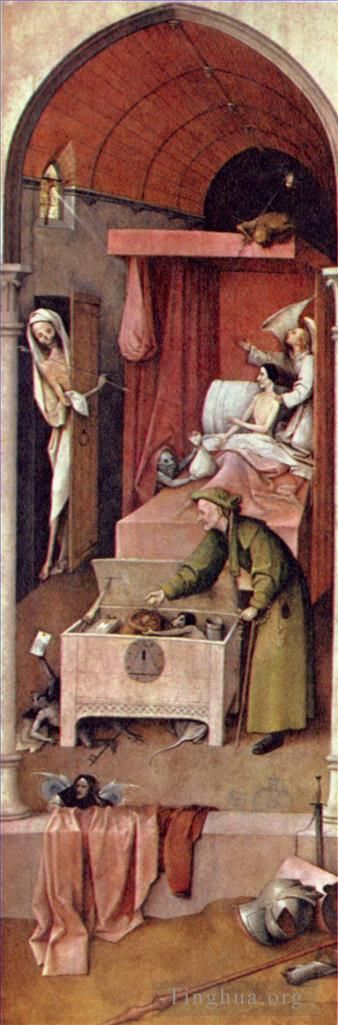 Jérôme Bosch Peinture à l'huile - La mort et l'avare 1516
