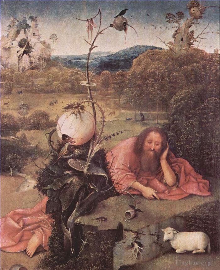Jérôme Bosch Peinture à l'huile - Saint Jean-Baptiste en méditation 1499