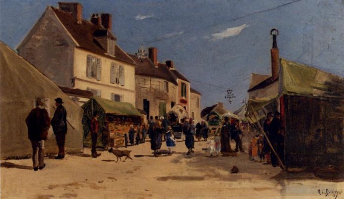 Hippolyte Camille Delpy Peinture à l'huile - Rue Pavoise A Dieppe