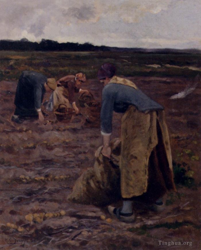 Hippolyte Camille Delpy Peinture à l'huile - Les cueilleurs de pommes de terre Hippolyte Camille Delpy