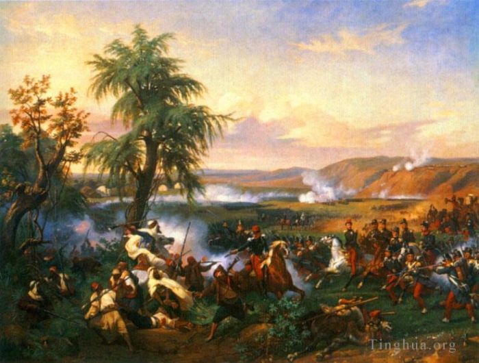 Émile Jean-Horace Vernet Peinture à l'huile - La bataille de Harba arabe