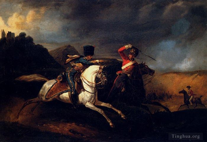 Émile Jean-Horace Vernet Peinture à l'huile - Deux soldats à cheval