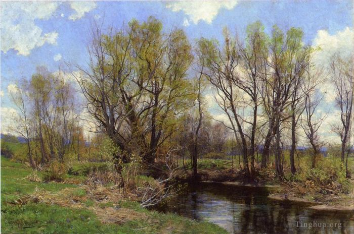 Hugh Bolton Jones Peinture à l'huile - Début du printemps près de Sheffield Massachusetts