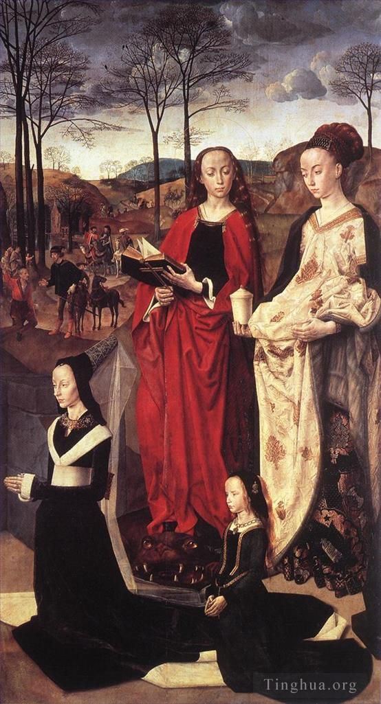 Hugo van der Goes Peinture à l'huile - Saintes Marguerite et Marie-Madeleine avec Maria Portinari