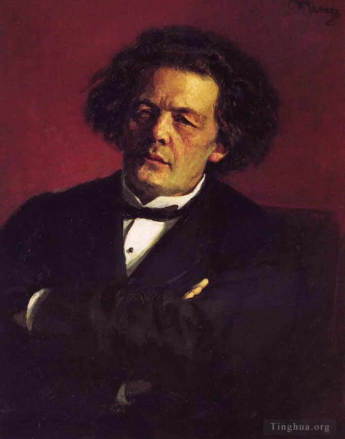 Ilya Repin Peinture à l'huile - Portrait du pianiste, chef d'orchestre et compositeur AG Rubinstein Réalisme russe