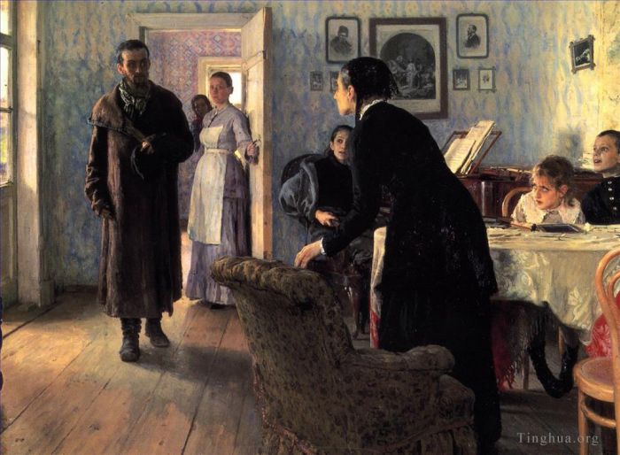 Ilya Repin Peinture à l'huile - Visiteurs inattendus Réalisme russe