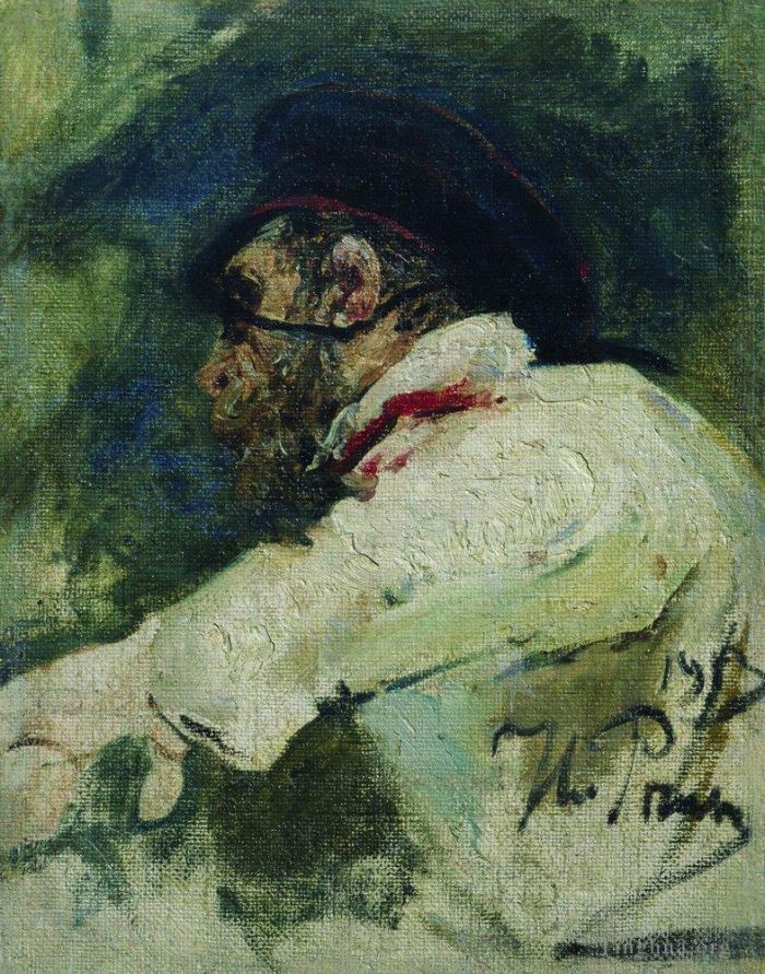 Ilya Repin Peinture à l'huile - Un homme en veste blanche 1913