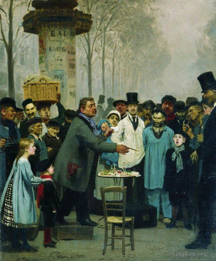 Ilya Repin Peinture à l'huile - Un vendeur de journaux à Paris 1873