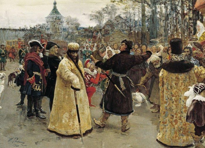 Ilya Repin Peinture à l'huile - Arrivée des tsars Piotr et Ioann 1900