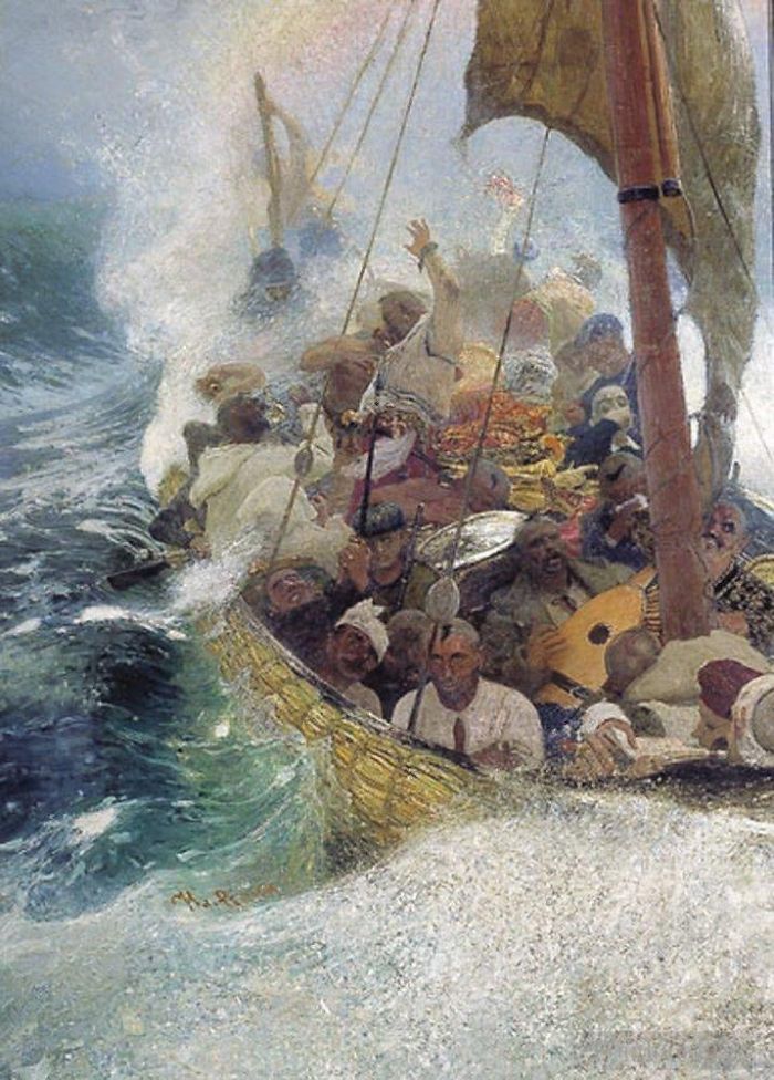 Ilya Repin Peinture à l'huile - Cosaques sur la mer Noire 1908