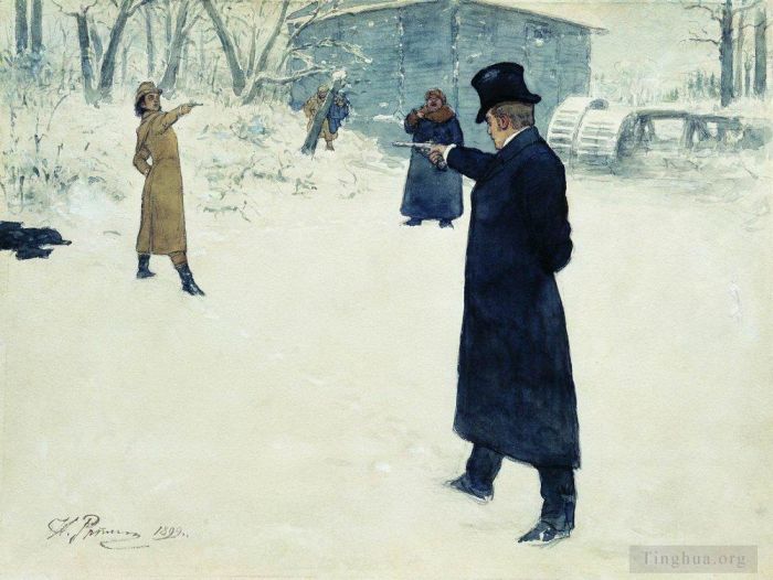 Ilya Repin Peinture à l'huile - Duel entre Onéguine et Lenski 1899
