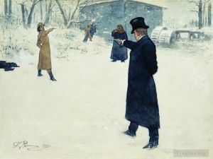 Ilya Repin œuvres - Duel entre Onéguine et Lenski 1899