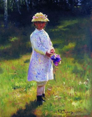 Ilya Repin œuvres - Fille aux fleurs fille de l'artiste 1878