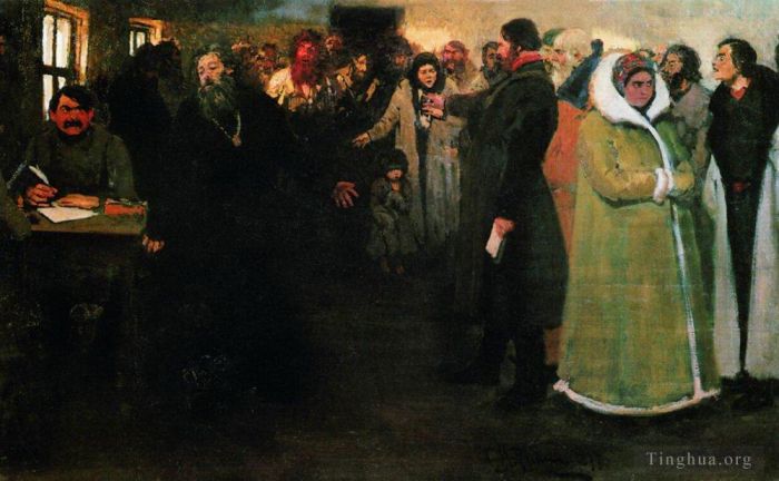 Ilya Repin Peinture à l'huile - Au conseil du canton 1877