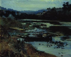 Ilya Repin œuvres - Paysage avec bateau 1875