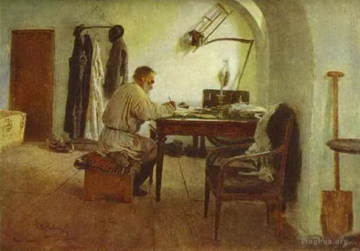 Ilya Repin Peinture à l'huile - Léon Tolstoï dans son bureau 1891