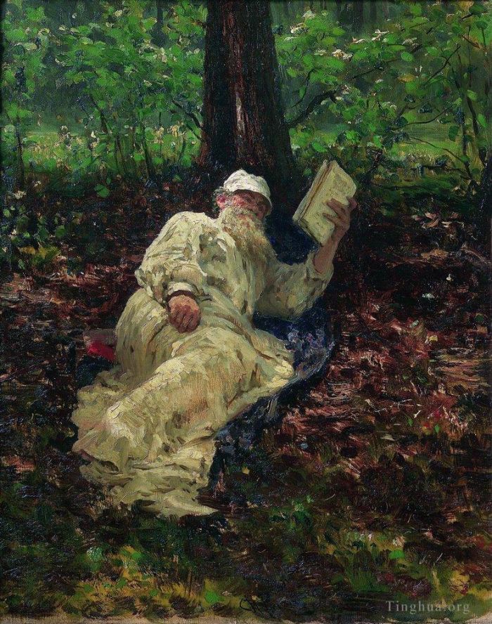 Ilya Repin Peinture à l'huile - Léon Tolstoï dans la forêt 1891