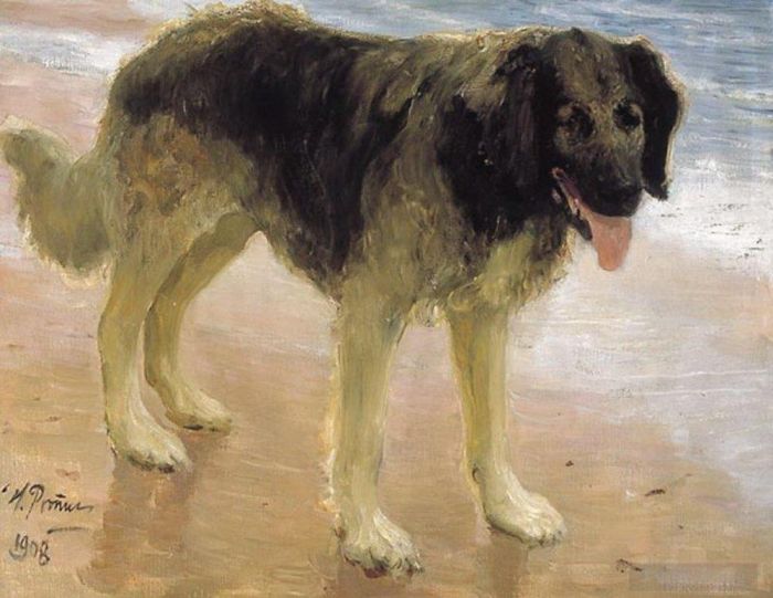 Ilya Repin Peinture à l'huile - Le meilleur ami de l'homme, le chien 1908