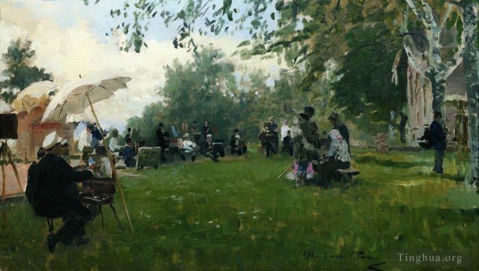 Ilya Repin Peinture à l'huile - Sur le chalet académique 1898
