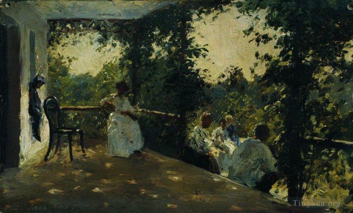 Ilya Repin Peinture à l'huile - Sur la terrasse 1901