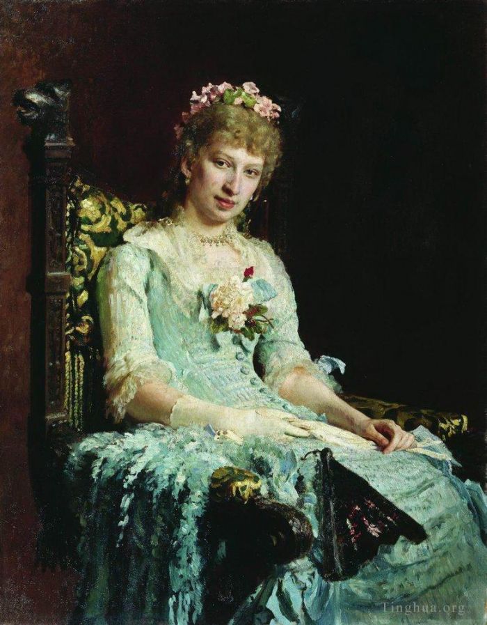 Ilya Repin Peinture à l'huile - Portrait de femme Ed Botkina 1881