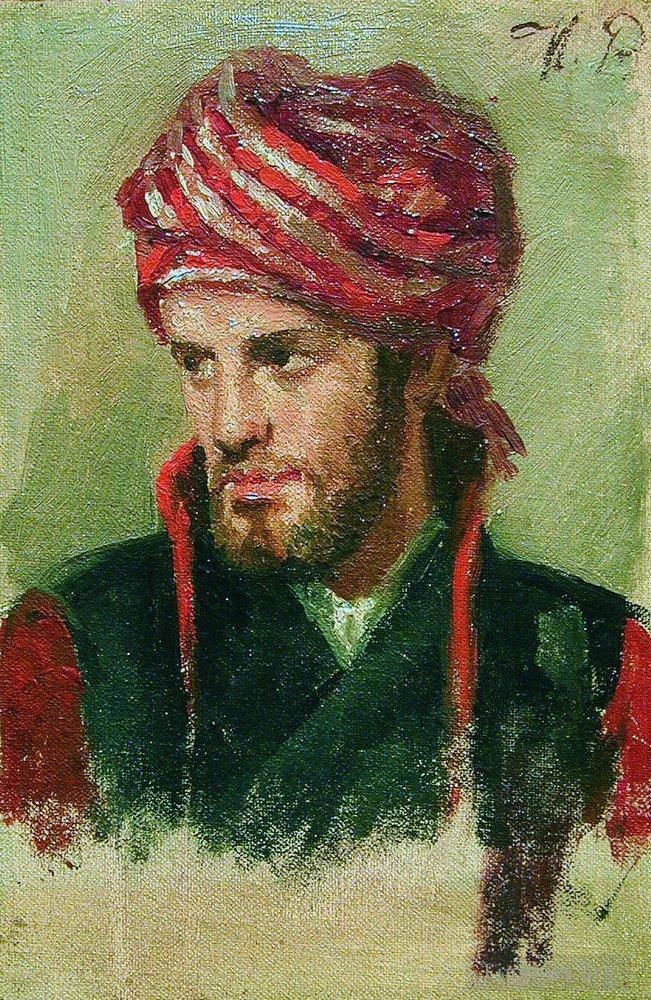 Ilya Repin Peinture à l'huile - Portrait d'un jeune homme au turban