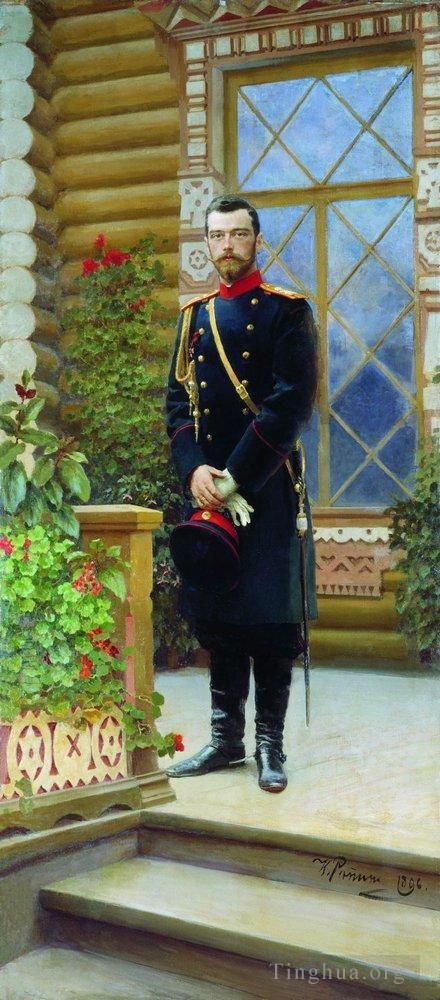 Ilya Repin Peinture à l'huile - Portrait de l'empereur Nicolas II sur le porche 1896
